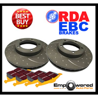 DIMPLED SLOTTED FRONT DISC BRAKE ROTORS + EBC RACE PADS for EVO 5 6 7 8 9 *320mm