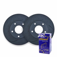 DIMPLED SLOTTED FRONT DISC BRAKE ROTORS+PADS for Range Rover 3.5L 1990-95 RDA