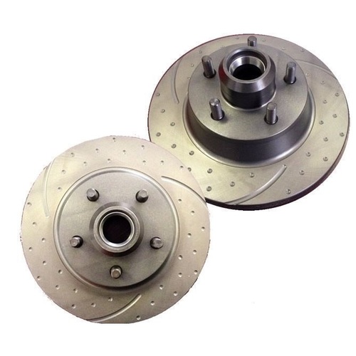 DIMPLED & SLOTTED FRONT DISC BRAKE ROTORS FOR HOLDEN HQ HJ HX HZ WB RDA14D