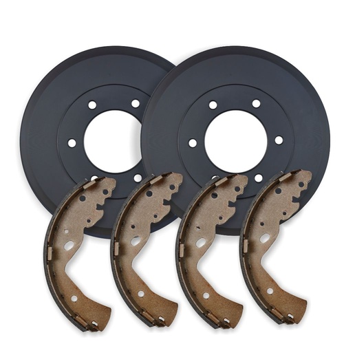 RDA REAR BRAKE DRUMS + BRAKE SHOES FOR ISUZU D-MAX TF 3.0TD 130KW 2WD/4WD 6/2012 ON