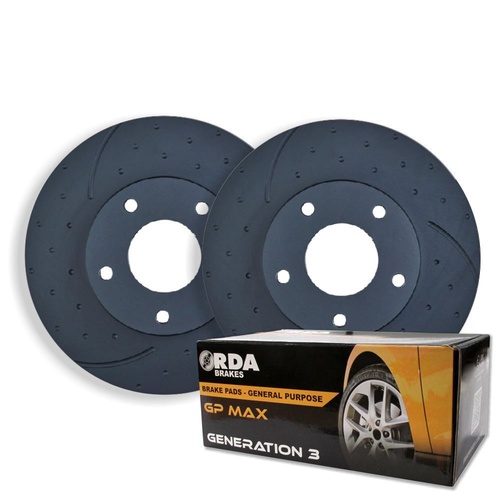 DIMPLD SLOTTED FRONT DISC BRAKE ROTORS+PADS for Toyota Prado 150 Series RDA8097D
