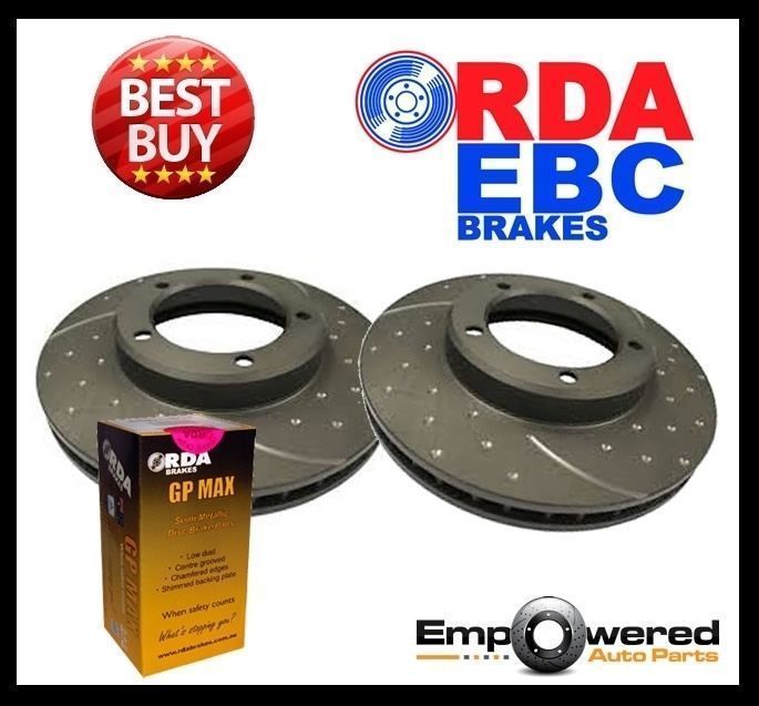 DIMPLED SLOTTED FRONT DISC BRAKE ROTORS+PADS for Chrysler Valiant CL CM 1976-81