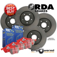 FULL SET DISC BRAKE ROTORS + EBC PADS for Jaguar XF X250 2.2TTD 12/2012-12/2015