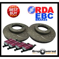 DIMPLED SLOTTED FRONT DISC BRAKE ROTORS + PADS for Fiat Ritmo 1.4T 2008-2009