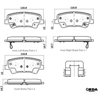 RDA GP MAX REAR DISC BRAKE PADS FOR LDV G10 2.0LT 2.4L RWD VAN 6/2015 ON RDB2432