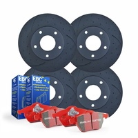 FULL SET DIMPLED SLOTTED DISC BRAKE ROTORS + PADS for Ford Territory SX SY SZ TX