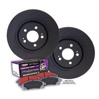 RDA DIMPLED SLOTTED FRONT DISC BRAKE ROTORS + RDA PADS for Ford Falcon BA BF FG