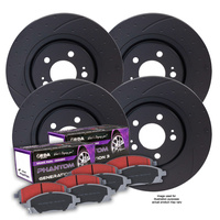 FULL SET DIMPL SLOTTED BRAKE ROTORS + PADS FOR NISSAN PATROL GU Y61 4.8L 2001-12
