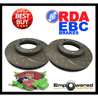 DIMPLED SLOTTED FRONT DISC BRAKE ROTORS + PADS for Audi S2 2.2L Turbo 1990-1996