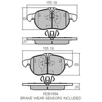 RDA GP MAX FRONT BRAKE PADS FOR SAAB 9-3 W/16" WHEELS 09/2002 2/2015 - RDB1664