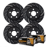 FULL SET DIMPLED SLOTTED DISC BRAKE ROTORS + PADS for Ford Falcon FG NON TURBO