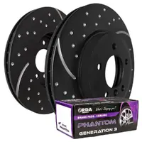 Dimp Slotted Front RDA Disc Brake Rotors & Ceramic Pads For Nissan Patrol GU Y61 1997-2017