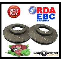 DIMPLED SLOT FRONT DISC BRAKE ROTORS+EBC 4X4 PADS for Jeep Wrangler 4.0L 1994-98