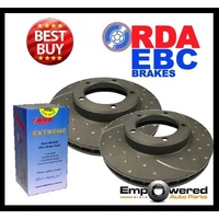 DIMPLED SLOTTED FRONT DISC BRAKE ROTORS + PADS Fits Toyota Prado 3.0TD 1993-1996