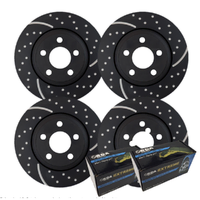 Full SET DIMPL Slot Disc Brake Rotors + Pads For LandCruiser 200 Series 2007-2015