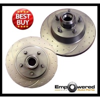 DIMPLED & SLOTTED FRONT DISC BRAKE ROTORS FOR NISSAN SKYLINE R31 2.0L 3.0L 1986-91