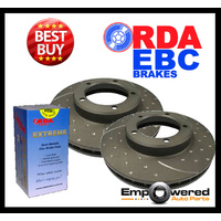 DIMPLED SLOTTED FRONT DISC BRAKE ROTORS+PADS for Fiat Grande Punto 1.9TD 2006-on
