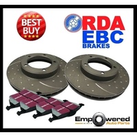 DIMPLED SLOTTD FRONT DISC BRAKE ROTORS+PADS for Volkswagen Passat 125TDi 2010-13