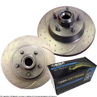 DIMPLED SLOTTED FRONT BRAKE ROTORS + PBR H/D PADS for Holden HQ HJ 71-76 RDA14D