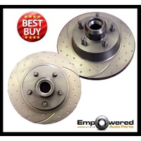 DIMPLED SLOTTED FRONT DISC BRAKE ROTORS + EBC PADS FOR HOLDEN HSV VN SV5000 330MM