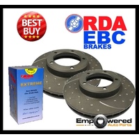 DIMP SLOT FRONT DISC BRAKE ROTORS+PADS for Land Rover Range Rover 4.0L V8 95-03