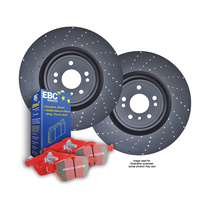 DRILLED BLACK REAR RDA DISC BRAKE ROTORS & EBC REDSTUFF PADS FOR PORSCHE BOXSTER S 3.2L 3.4L 2003-2006