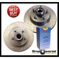 DIMPL SLOTTED FRONT DISC BRAKE ROTORS + PADS for Ford Falcon UTE XF XG 1988-1995