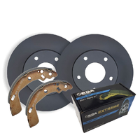 Rear RDA Disc Brake Rotors & H/D Pads & H/B Shoes For Toyota LandCruiser 70 Series 1999-2006