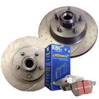 DIMP SLOTTED FRONT RDA DISC BRAKE ROTORS & EBC PADS FOR COMMODORE VL 3.0L TURBO 1986-1988