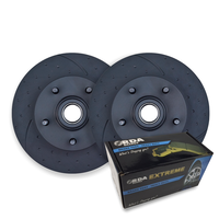 DIMP SLOTTED FRONT RDA DISC BRAKE ROTORS & H/D PADS FOR HOLDEN TORANA LH SLR 5000 L34 1974-76