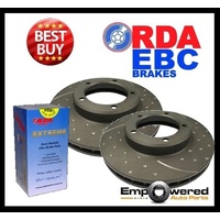 DIMPLD SLOTTED FRONT DISC BRAKE ROTORS+PADS for Toyota Hi-Lux 2WD TGN16R 2008 on