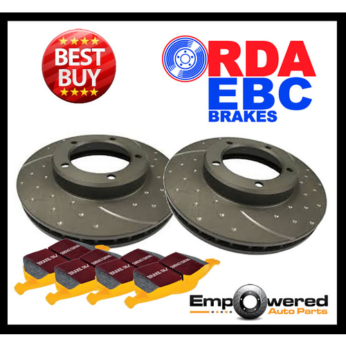 DIMP SLOTTED FRONT RDA DISC BRAKE ROTORS & EBC RACE PADS FOR EVO 5 6 7 8 9 320MM