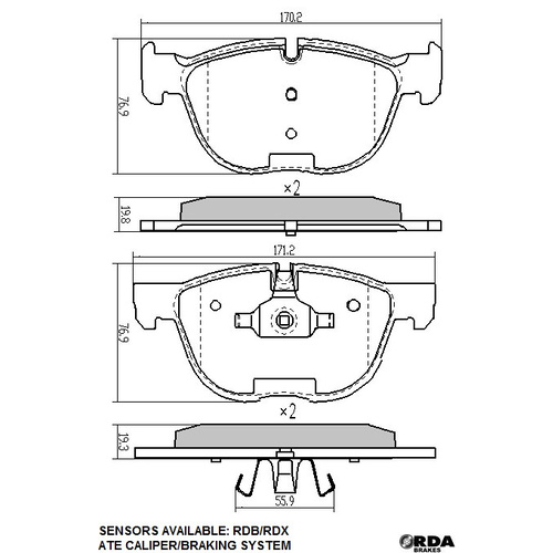 RDA FULL SET FRONT & REAR EXTREME H/D BRAKE PADS FOR BMX F15 X5 2.0TD RDX2264
