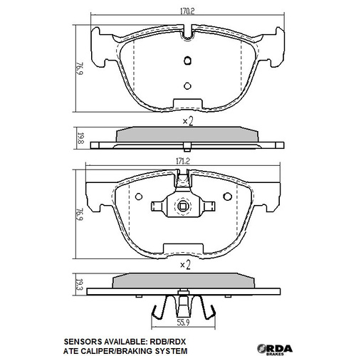 RDA FULL SET FRONT & REAR EXTREME H/D BRAKE PADS for BMX F15 X5 2.0TD RDX2264