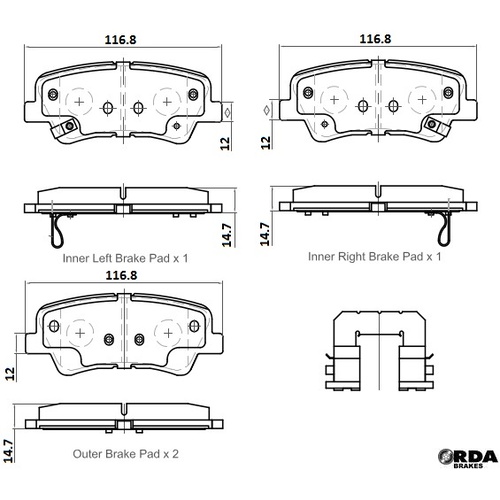 RDA GP MAX REAR DISC BRAKE PADS FOR LDV G10 2.0LT 2.4L RWD VAN 6/2015 ON RDB2432