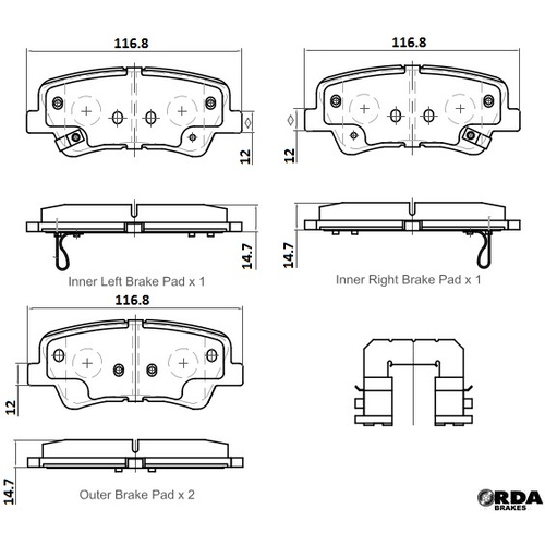 RDA GP MAX REAR DISC BRAKE PADS for LDV G10 2.0LT 2.4L RWD Van 6/2015 on RDB2432