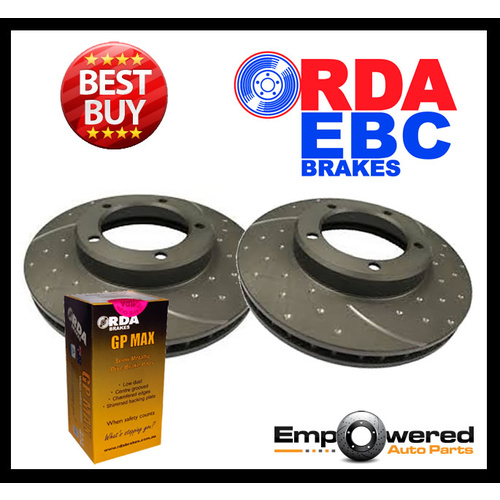 DIMPLED SLOTTED FRONT DISC BRAKE ROTORS + PADS for Ford Falcon EB ED *W/ABS* XR8