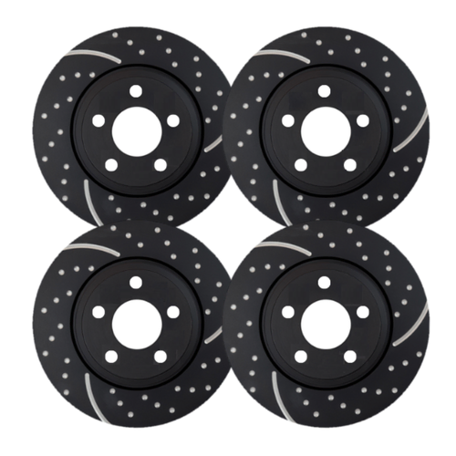 Full Dimpled & Slotted Disc Brake Rotors For Holden Commodore VE VF V6 2006 On