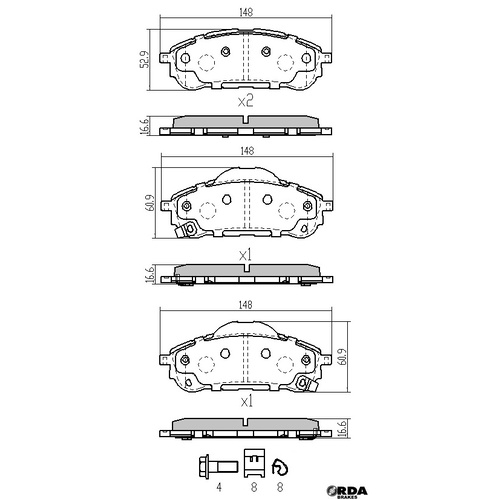 RDA REAR GP MAX BRAKE PADS FOR FORD RANGER RAPTOR PX 2.0TTD 4WD 9/2018 ON