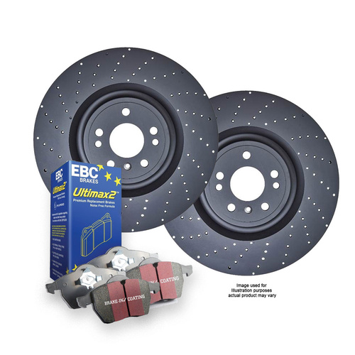 CROSS DRILLED REAR RDA DISC BRAKE ROTORS & EBC PADS FOR MERCEDES-BENZ A45 AMG W176 2013-2019