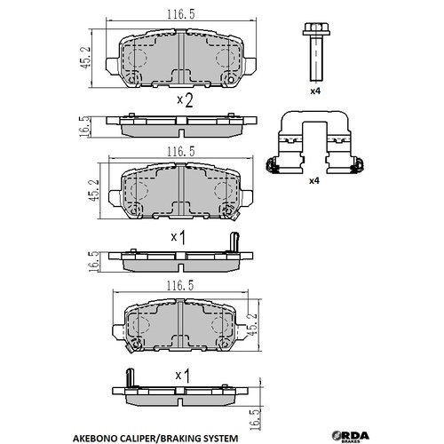 RDA GP MAX REAR BRAKE PADS FOR HONDA HRV 1.5L 1.8L 1/2015 ONWARDS RDB2425