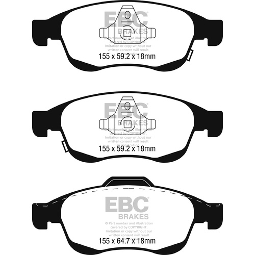 EBC ULTIMAX FRONT BRAKE PADS FOR JEEP RENEGADE 1.4L TURBO FWD 2015-2020 DPX2247