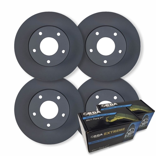 FULL SET FRONT & REAR DISC BRAKE ROTORS + H/D PADS FOR FORD TRANSIT CUSTOM VN 2017-ONWARDS
