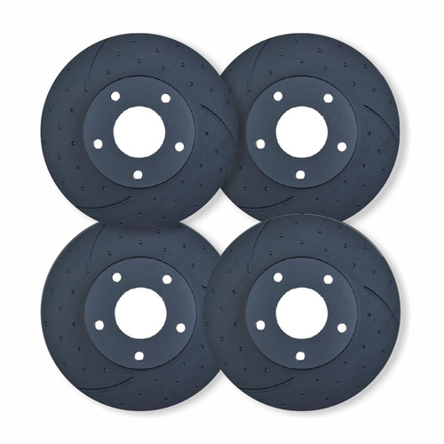 FULL SET RDA DIMPLED SLOTTED DISC BRAKE ROTORS for Ford Falcon Fairmont BA BF