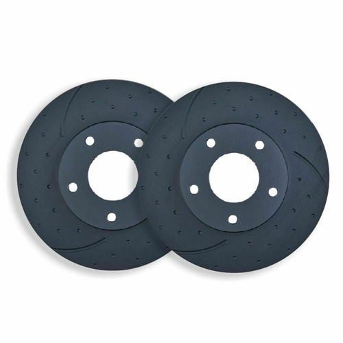DIMPLED SLOTTED FRONT DISC BRAKE ROTORS for Nissan Pulsar C12 SSS 1.6L 2013 on