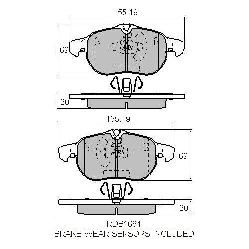 RDA GP MAX FRONT BRAKE PADS FOR SAAB 9-3 W/16" WHEELS 09/2002 2/2015 - RDB1664