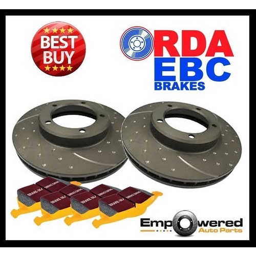 DIMPL SLOTTED FRONT BRAKE ROTORS+EBC PADS for Ford Falcon FG XR6T 5/2008-10/2016