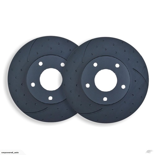 DIMPLED & SLOTTED FRONT DISC BRAKE ROTORS FOR NISSAN 200SX S15 TURBO 95-04 RDA909D