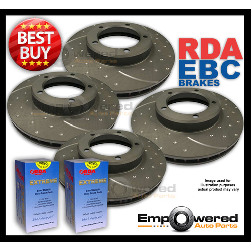 FULL SET DIMPLE SLOT DISC BRAKE ROTORS+PADS Fits Holden Commodore VR VS with IRS