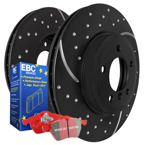 DIMP SLOTTED FORD FOCUS XR5 2.5L TURBO FRONT RDA DISC BRAKE ROTORS & EBC PADS